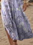 Women Floral V Neck Short Sleeve Comfy Casual Maxi Dress