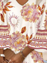 Women Vacation Floral V Neck Half Sleeve Comfy Boho Midi Dress