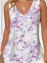 Casual Floral V Neck Sleeveless Tank
