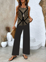 Women Geometric Crew Neck Sleeveless Comfy Casual Printing Top With Pants Two-Piece Set