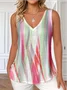Casual Gradient Pattern V Neck Sleeveless Tank