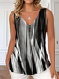 Casual Gradient Pattern V Neck Sleeveless Tank