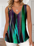Casual Gradient Pattern V Neck Sleeveless Tank