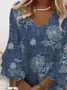 Women Floral V Neck Half Sleeve Comfy Boho Midi Dress