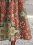 Women Ethnic Floral Crew Neck Short Sleeve Comfy Casual Maxi Dress