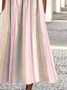 Women Striped Crew Neck Short Sleeve Comfy Casual Maxi Dress