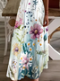 Women Floral V Neck Sleeveless Comfy Casual Printing Maxi Dress