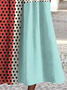 Women Color Block Crew Neck Short Sleeve Comfy Casual Maxi Dress