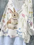 Vintage Easter (rabbit) V Neck Long Sleeve T-shirt