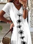 Women Floral V Neck Short Sleeve Comfy Casual Printing Maxi Dress
