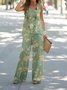 Women Floral Crew Neck Sleeveless Comfy Casual Two-Piece Set