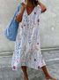 Women Floral V Neck Sleeveless Comfy Casual Maxi Dress