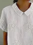 Shawl Collar Short Sleeve Floral Printing Lightweight Loose Shirt For Women