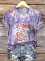 Casual Floral Crew Neck Short Sleeve T-shirt