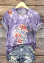 Casual Floral Crew Neck Short Sleeve T-shirt