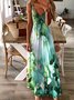 Women Geometric Spaghetti Sleeveless Comfy Casual Maxi Dress