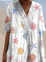 Women Colorful Ocean Shells Pattern Comfy Casual Maxi Dress