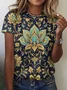 Casual Floral Crew Neck Short Sleeve T-shirt
