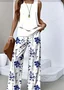 Women Floral Two-Piece Set Daily Sleeveless Casual Summer Top With Pants Matching Set