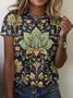 Casual Floral Crew Neck Short Sleeve T-shirt