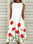 Women Floral Crew Neck Sleeveless Comfy Casual Maxi Dress