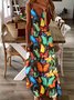 Women Geometric Spaghetti Sleeveless Comfy Casual Maxi Dress