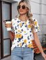 Casual Floral Crew Neck Short Sleeve T-shirt