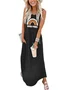 Women Geometric Crew Neck Gallus Comfy Casual Maxi Dress