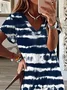 Women Abstract V Neck Short Sleeve Comfy Casual Printing Maxi Dress
