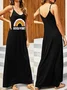 Women Geometric Crew Neck Gallus Comfy Casual Maxi Dress