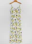 Women Vacation Sundress Lemon Sling V Neck Comfy Casual Maxi Dress