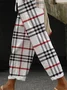 Casual Plaid Printing Comfy Cotton Long Pants