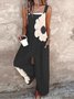 Holiday Breezy Floral Print Sleeveless Cotton And Linen Jumpsuit