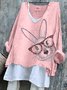 Vintage Easter (rabbit) V Neck Long Sleeve T-shirt