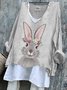 Vintage Easter (rabbit) V Neck Long Sleeve T-shirt