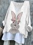 Vintage Easter (rabbit) V Neck Long Sleeve T-shirt