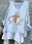 Vintage Easter (rabbit) V Neck Long Sleeve T-shirt