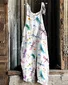 Women Sleeveless Spaghetti Regular Fit Long Daily Casual Floral Natural Cami Jumpsuit