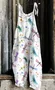 Women Sleeveless Spaghetti Regular Fit Long Daily Casual Floral Natural Cami Jumpsuit