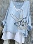 Vintage Easter (rabbit) V Neck Long Sleeve T-shirt