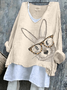 Vintage Easter (rabbit) V Neck Long Sleeve T-shirt