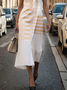 Women Striped Crew Neck Sleeveless Comfy Vintage Printing Maxi Dress