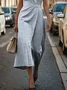 Women Striped Crew Neck Sleeveless Comfy Vintage Printing Maxi Dress
