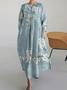 Women Floral Crew Neck Half Sleeve Comfy Casual Maxi Dress