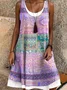 Women Vacation Paisley Print Crew Neck Sleeveless Comfy Casual Midi Dress