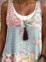 Women Vacation Ethnic Floral Print Crew Neck Sleeveless Comfy Casual Midi Dress