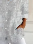 Shirt Collar Long Sleeve Floral Buckle Regular Loose Button Up Shirt Shirt For Women