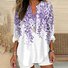 Shawl Collar Half Sleeve Floral Regular Loose Blouse For Women