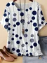 Vintage Polka Dots Crew Neck Three Quarter Sleeve T-shirt