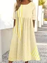 Women Striped Crew Neck Half Sleeve Comfy Casual Maxi Dress